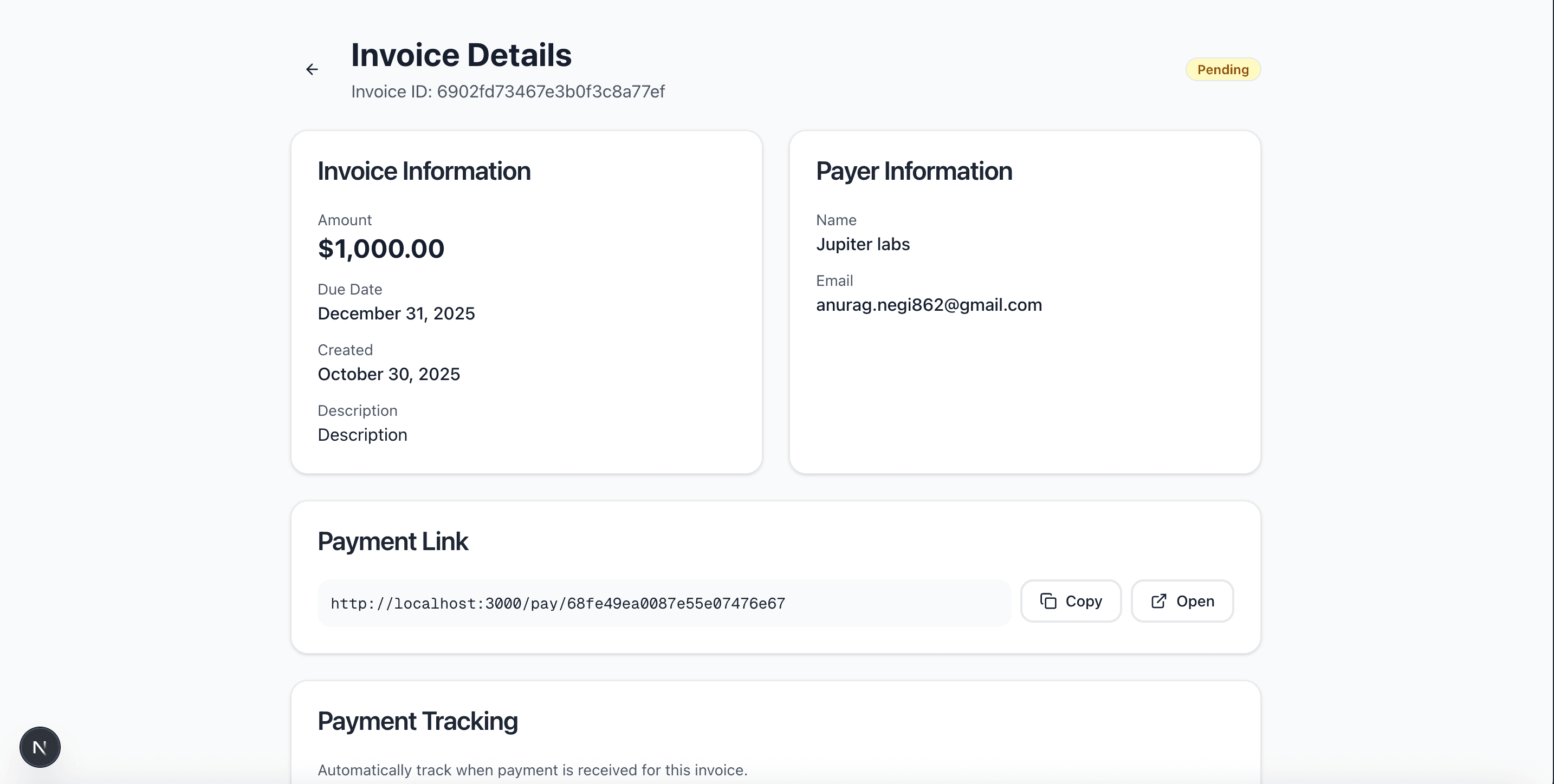 Dashboard Screenshot